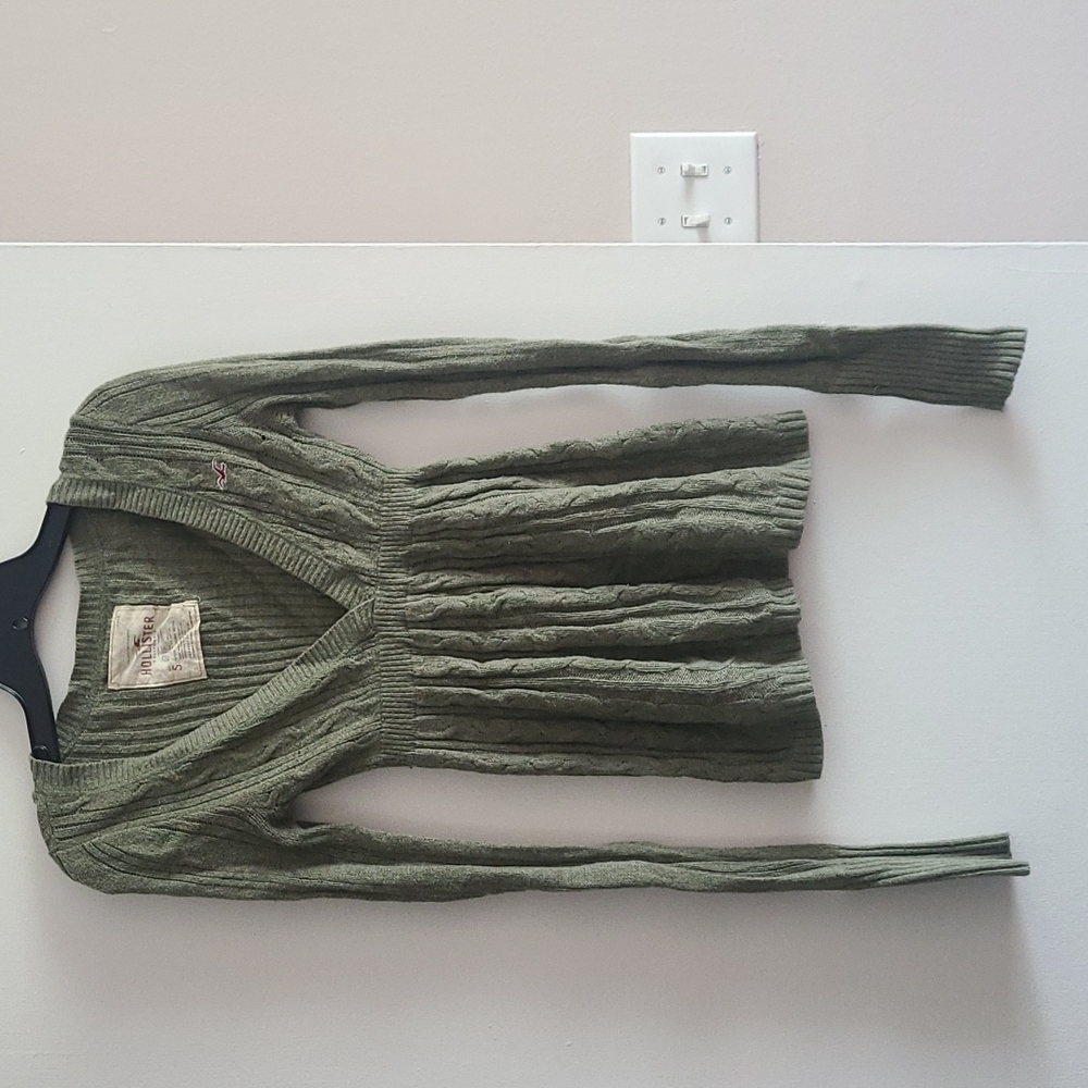 Green knit baby doll style sweater